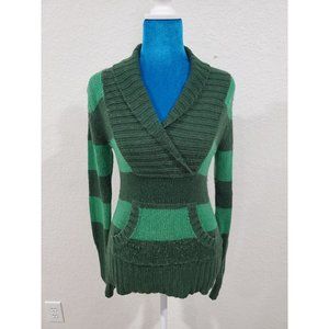 Arizona Green Striped Knit Sweater Size S